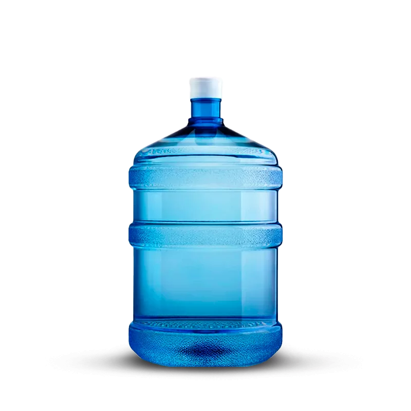 Galão de água de 20 L, posicionado de pé.